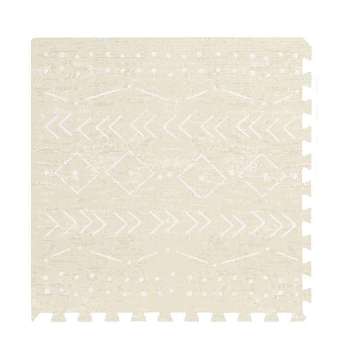Lillefolk Baby Play Mat for Floor – 8x8ft Beige | Soft Non Toxic Premium EVA Foam Tiles for Tummy Time, Crawling & Playroom – Waterproof for Hard Floors Mat for Babies & Toddlers (16 Tiles)