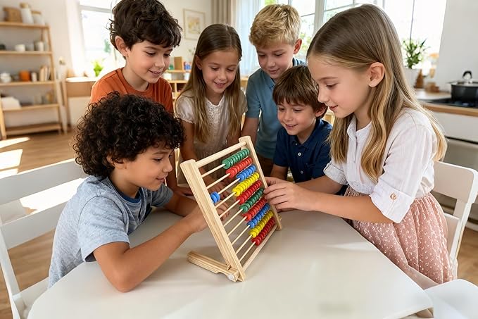 MAGIKON Wooden Counting Number Frame, 10 Rows Abacus for Learning Math (8-Inch)