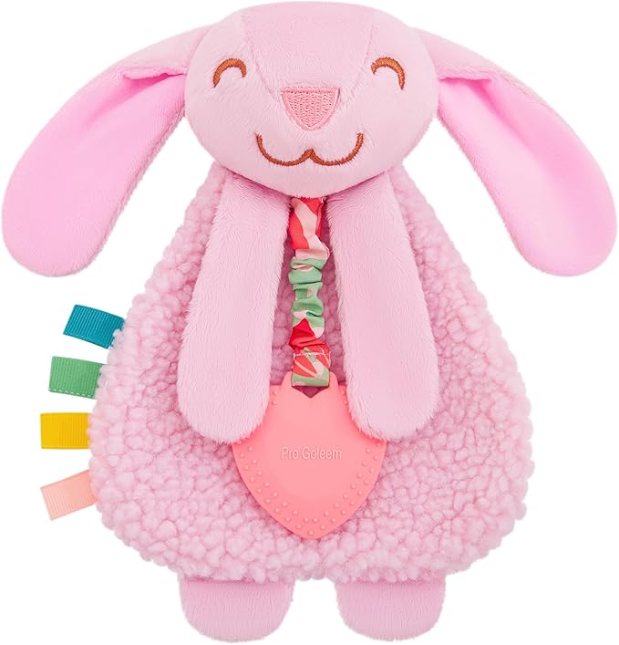 Pro Goleem Baby Easter Basket Stuffers Bunny Loveys for Babies Girl and Boy, Baby Lovey with Teether, Baby Toys 0 3 6 9 12 Months, Safety Teething Toys for Babies Infant Newborn and Toddler Gifts