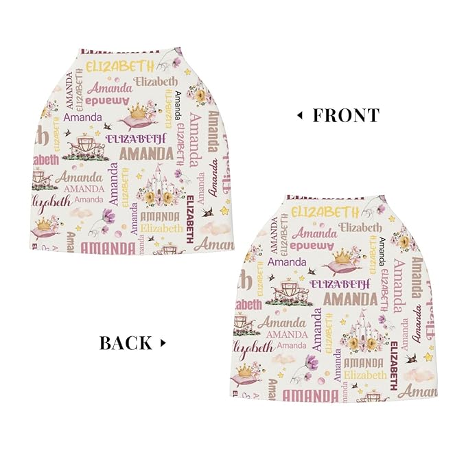 Personalized Baby Car Seat Cover for Girls, Custom Crown Castles Nursing Covers for Breastfeeding with Name, Infant Stroller Cover, Baby Carseat Canopy for Newborn, Multiuse Car Seat Canopies