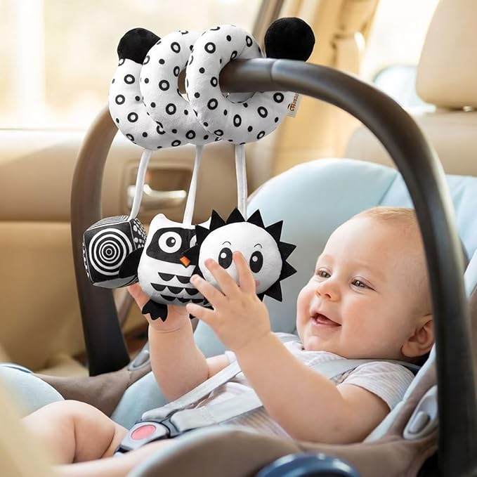Multi-Use Baby Spiral Activity Toy – Spiral carseat Toy for Car Seat, Stroller,Play Gym, Keeps Baby Quiet, Easy Travel Solution