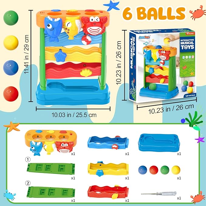 AuroTops Toys for 1 2 3 Years Old Boys & Girls, Toddler Musical Toy for 6-12-18-24 Months, Interactive Montessori Toys with Light & Sound,Christmas Birthday Gifts for Baby Age 1-2 Years Old