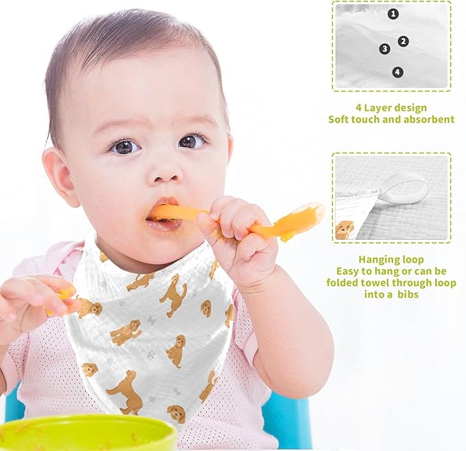 vvfelixl Baby Cotton Washcloths Labradoodle Dog Infants Bath Towel for Unisex Puppy Face Towels for Newborn, Natural Baby Wipes Delicate Skin, 11.8 X 11.8 inch, one sizex3
