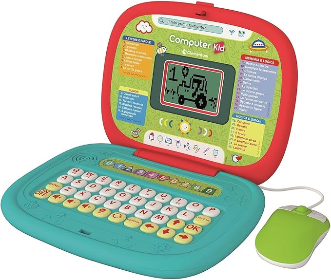 Clementoni Sapientino – Il Mio Primo Computer, Interactive Educational Game Children from 5 Years, 35 Activities, Learn Letters, Numbers, Logic and Music, Mouse Included, LCD Screen, Italian Language