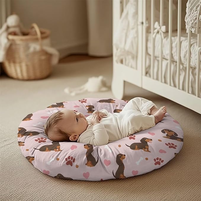 Dachshund and Paw Newborn Lounger Pillow Cover Removable Protector Cover for Infant Lounger Pillow, Soft Snug Fitted Baby Lounger Slipcover Easy to Use and Dustptoof