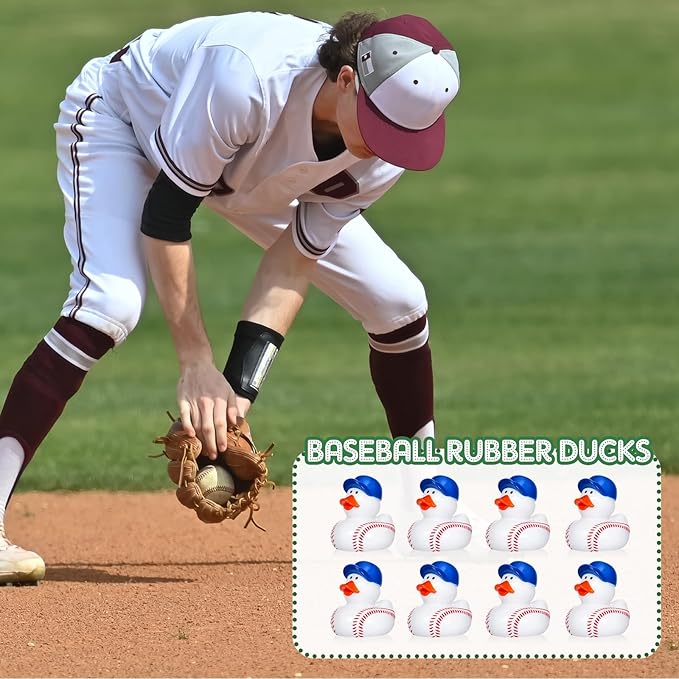 Deekin Rubber Ducks 2 Inch Bulk Sport Party Favors for Team Events Decorations Birthday Party Supplies Club Player Gift(24 Pcs,Baseball Blue)