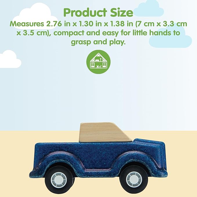 PlanToys® Blue Truck Wooden Montessori Vehicle Toy | Early Movement, Imagination and Practical Life Exploration | Eco Friendly Truck for Indoor and Outdoor Play