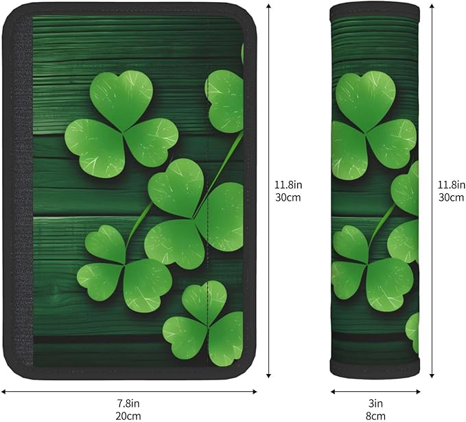 Clovers Shamrocks Wood Seat Belt Cover Fits Cars Trucks SUV Sedans Sweat Absorption Car Seatbelt Strap Cover, St Patrick's Day Auto Interior Accessories Protector