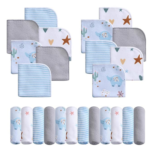 Viviland Baby Washcloths 24 Pack, Toddler Wash Cloths for Bath, Super Soft & Absorbent Bath Towel for Newborn and Infants, Baby Towels Care for Baby's Sensitive Skin