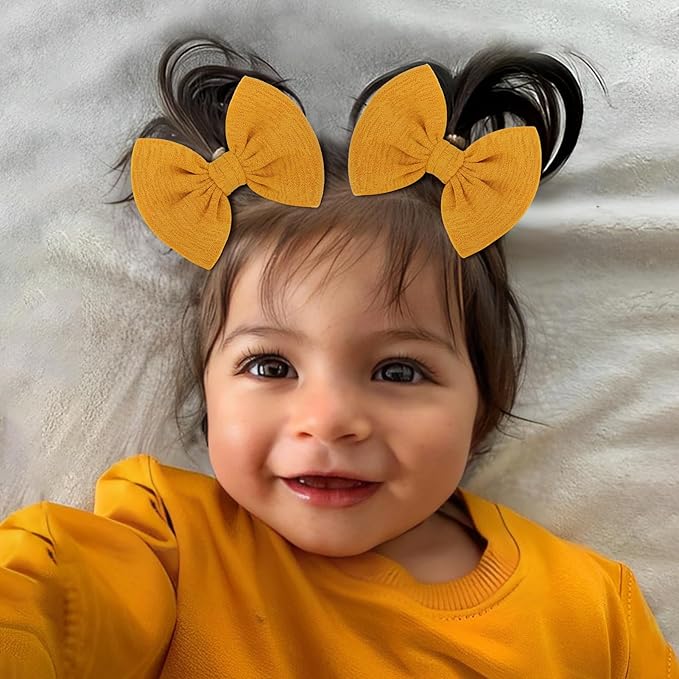 Baby Girls Hair 3'' Bows Clips Set Handmade Bow Hair Clips Hair Accessories Alligator Clip for Babies Infant Toddlers Little Kids 6 PCS Red Yellow Royal Blue