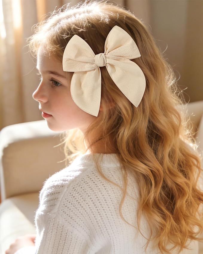 doboi 8PCS Baby Girls Hair Clips Fable Hair Bows Cotton Linen Bows for Girls Hair Accessories for Baby Toddlers Kids-Floral