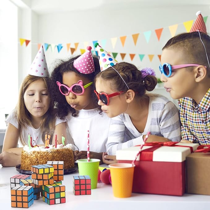24 Pack Mini Cube Bulk, 1.18 Inch 3x3x3 Small Puzzle Cubes Set, Birthday Party Favors, Classroom Rewards Prizes, Stocking Stuffers, Easter Basket Fillers for Kids