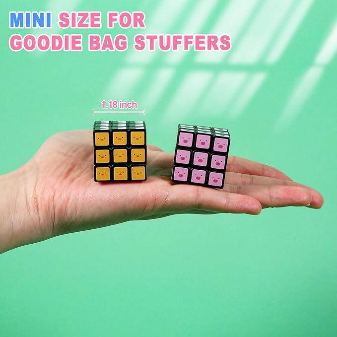48 Pack Animals Mini Cube Bulk, 1.18 Inch 3x3x3 Small Puzzle Cubes Set, Animal Themed Birthday Party Favors, Classroom Rewards Prizes, Stocking Stuffers, Easter Basket Fillers for Kids