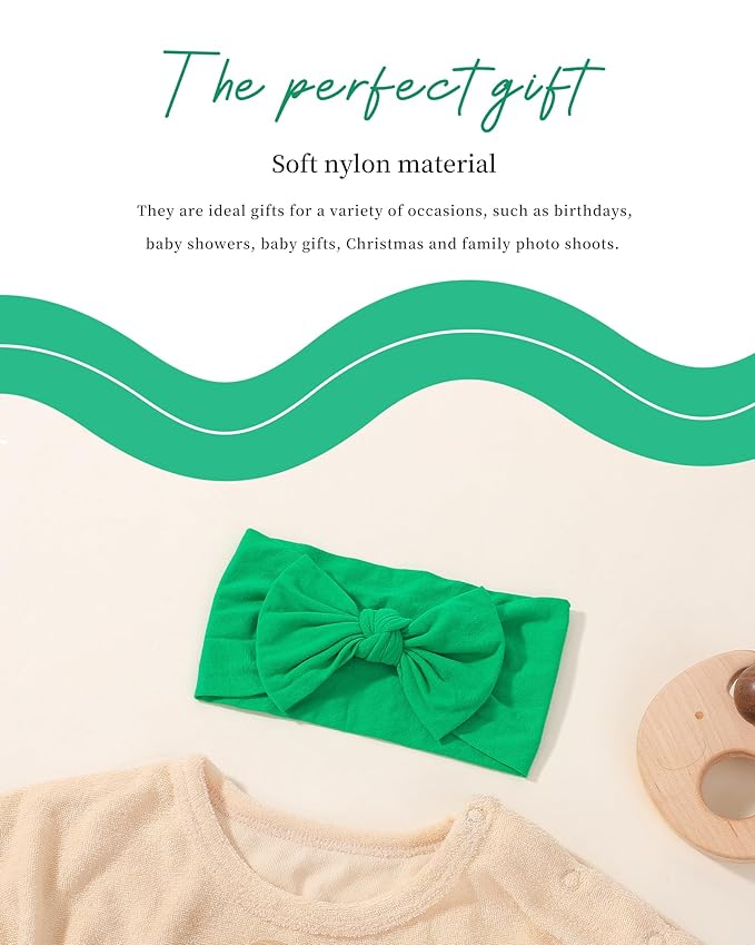 jollybows 3PCS Baby Christmas Bow Headbands Soft Nylon Baby Girl Headbands for Newborn Infant Toddler Kids Cute Bow Wide Hairbands Hair Accessories(White Green Red-Merry Christmas)