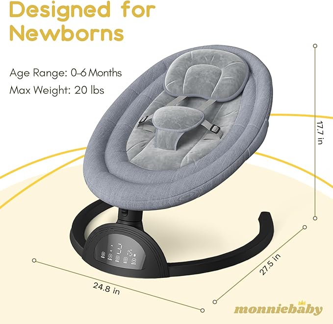 Baby Swings for Infants, Portable Baby Swing for Indoor and Outdoor, Bluetooth Baby Swing with Music Speaker, 5 Point Harness Belt, 5 Speeds and Timing