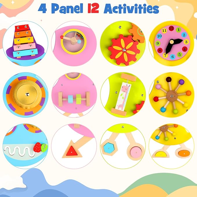 Caterpillar Activity Wall Panels for Toddler: Sensory Wall Toy 12 Activities - Wall Mounted Toy Busy Board Decor for Bedrooms Toddler Activity Center Daycares - Montessori Educational Toy for Kids