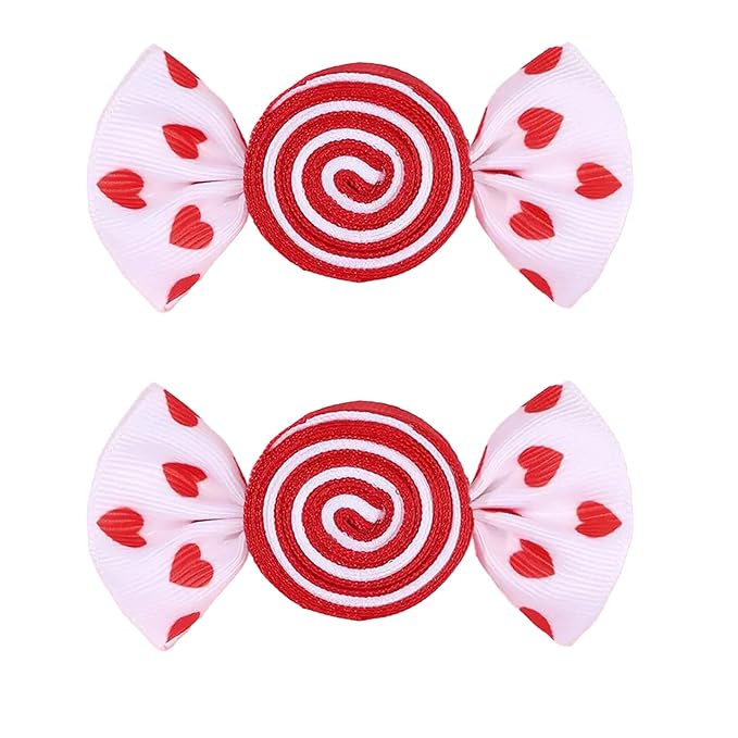 Valentines Hair Bow Clips Red Hair Bow Clips for Girls Love Heart Print Hair Clips Red Candy Bow Hair Barrettes Toddler Hair Accessories for Women