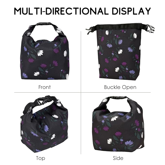 SONARIN Large Pacifier Bag with Buckle,Portable Waterproof Pacifier Holder Case Baby Dummy Case Soother Pod Lunch Bag Storage Bag for Holding Pacifiers Snacks Baby Bottles(Purple Flowers)