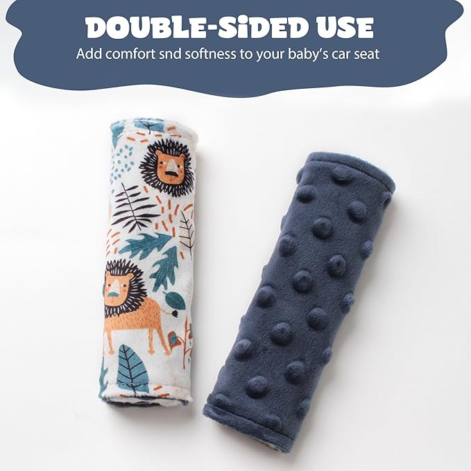 Car Seat Strap Covers for Babies Soft Car Seat Belt Covers, Mink Car Seat Straps Shoulder Pads for Boys and Girls, Navy