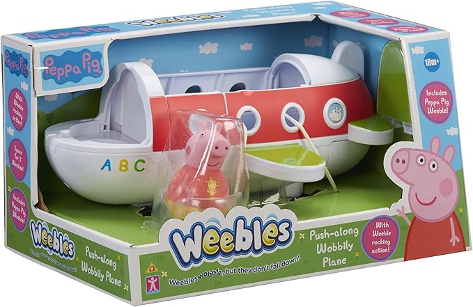 Peppa Pig Weebles Push-Along Wobbily Plane, Toys, Pre-School Vehicles, Gift for Age 18 Months+