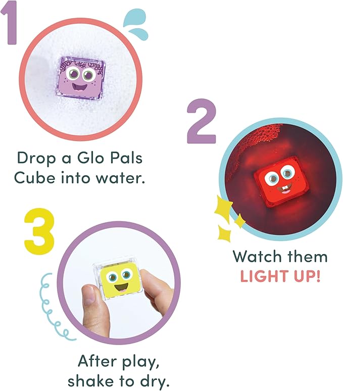 Glo Pals Water-Activated Light-Up Cubes Bundle for Sensory Play – 12 Pack (Wacky Wild West)