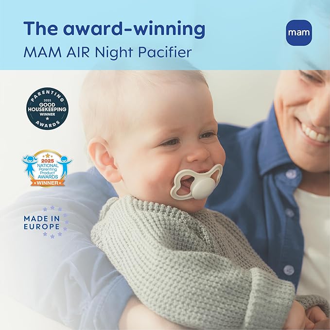 MAM Variety Pack Baby Pacifier, Includes 3 Types of Pacifiers, Nipple Shape is Developed with Dentists, 0-6 Months, Unisex, 4 Count (Pack of 1)