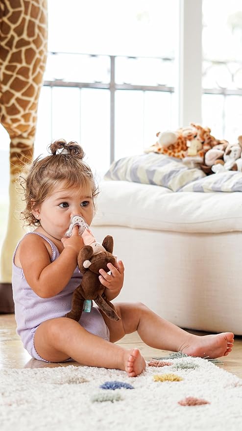 Detachable Monkey Pacifier Holder - Soft Silicone Pacifier with Plush Animal Toy - Removable, Machine Washable, BPA-Free for Babies 0-24 Months