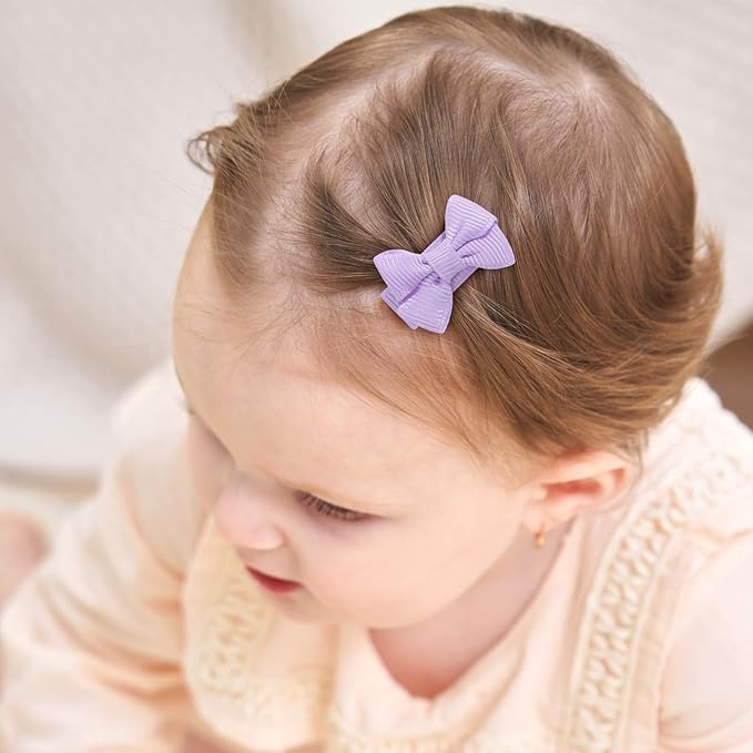 YHXX YLEN 1.4" Baby Hair Clips, Mini Bow Snap Clips 40 PCS - 20 Colors in Pairs | Non-Slip Snap Design | Gentle on Fine Hair | Grosgrain Ribbon Bows for Baby & Toddlers
