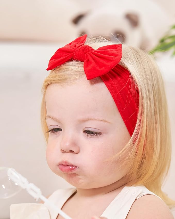 jollybows 20pcs Baby Girls Nylon Headbands Turban Hair Bows Hair Band Elastic Hair Accessories for Kids Toddlers Infants Newborn