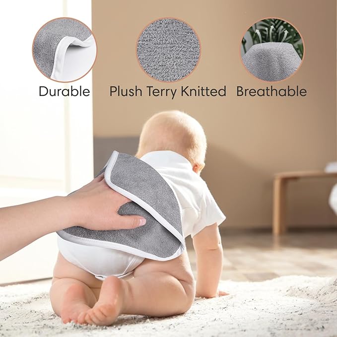 Reusable Organic Baby Washcloths Set: 6 Packs 10 * 10 Ultra Soft Wash Cloth Viscose from Bamboo Absorbent Infant Newborn Bath Face Towel Gentle for Delicate Skin Boys Girl (Gray)