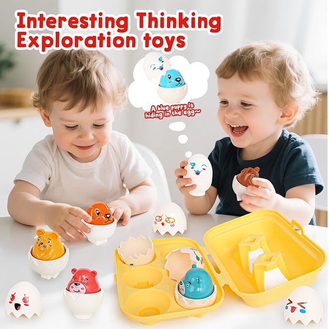 Easter Eggs,Montessori Fun Geometric Egg Toys for Toddlers 1-3,Early Learning Educational Fine Motor Shape Sorter Matching Games Easter Basket Stuffers Gifts for Boys Girls