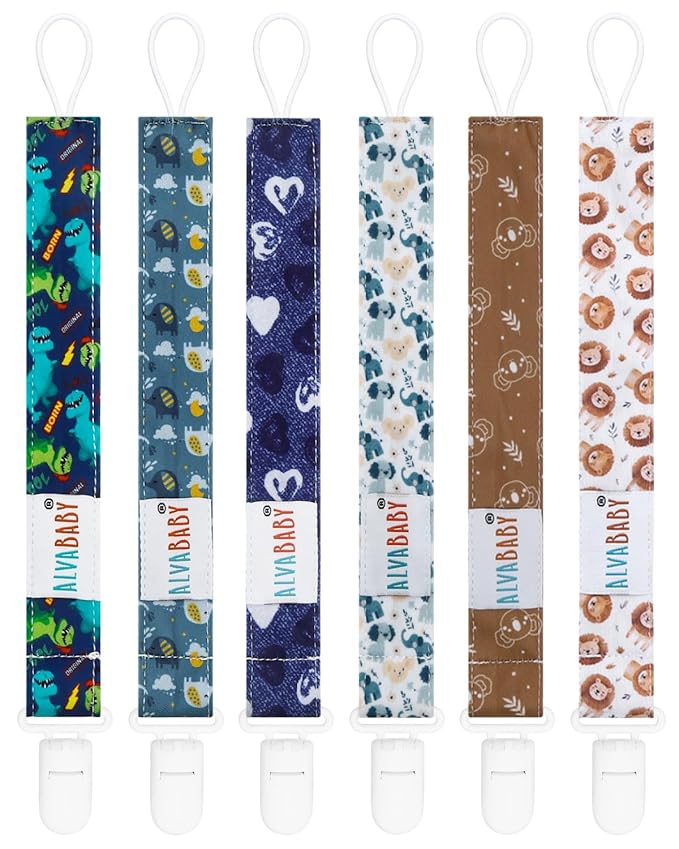 ALVABABY Pacifier Clip 6 Pack Paci Clip Holder Leashes Paci Clips Binky 6DP02A