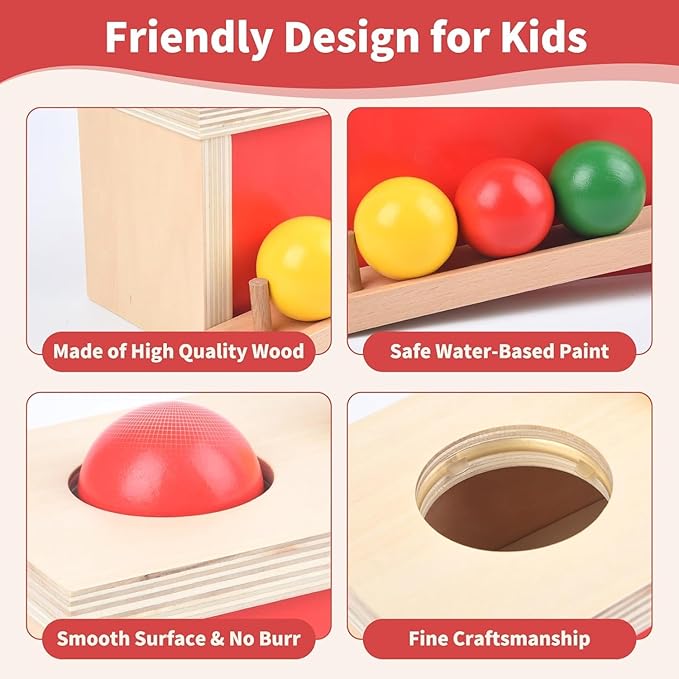 Montessori Toys Object Permanence Box, Ball Tracker Drop Push Toy for Baby Toddler Kid Preschooler 1-3,Early Learning Activity, Educational Cause and Effect Game,Gift for Boys Girls