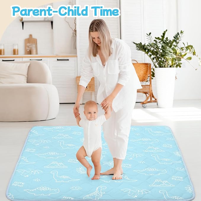 Baby Play Mat for Floor,Soft 50x50 Playpen Mat,Thick Foam Playmat for Tummy Time,Safe Non-Slip Backing for Kids,Graffiti Dinosaurs
