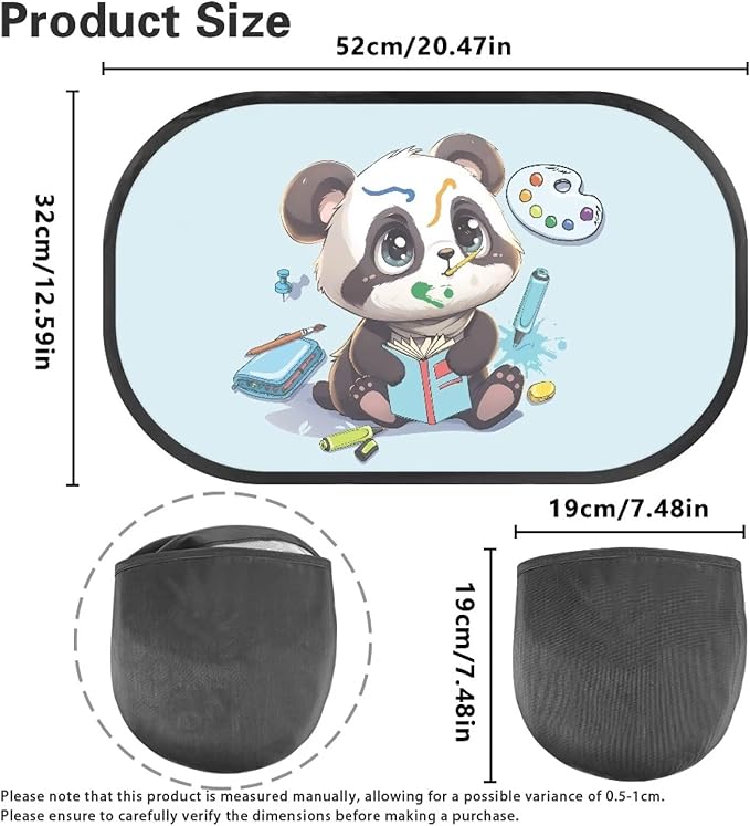 Bulopur Cute Panda Car Window Covers 2 Pack Car Shades Back Windows Baby UV Protection Breathable Window Shade Baby in Car Universal Car Interior Accessories Car Sun Shade