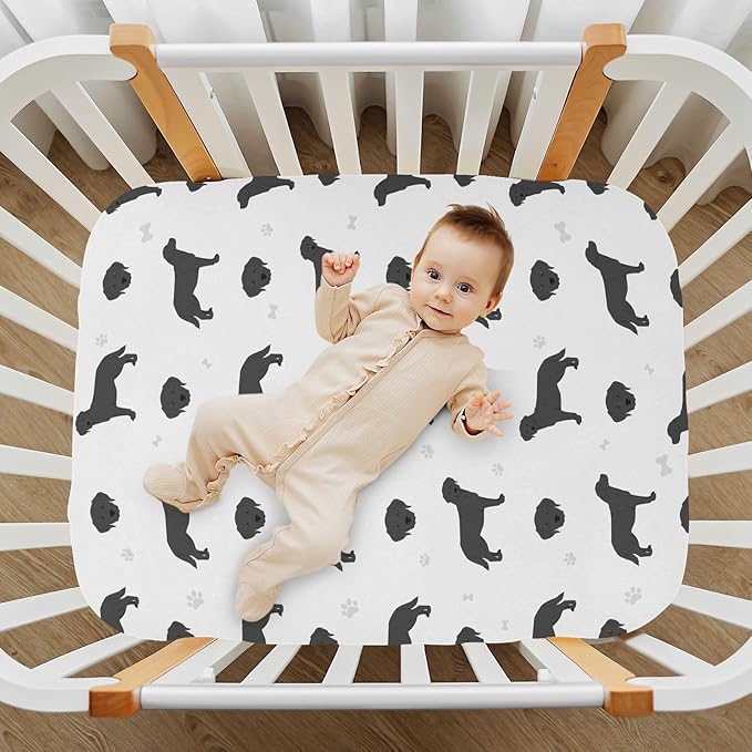 Fitted Crib Sheets Labrador Retriever Dogs Stretchy Portable Playard Sheets for Baby Toddler, Breathable Soft Mini Crib Mattress 39 x 27 in for Boys and Girls