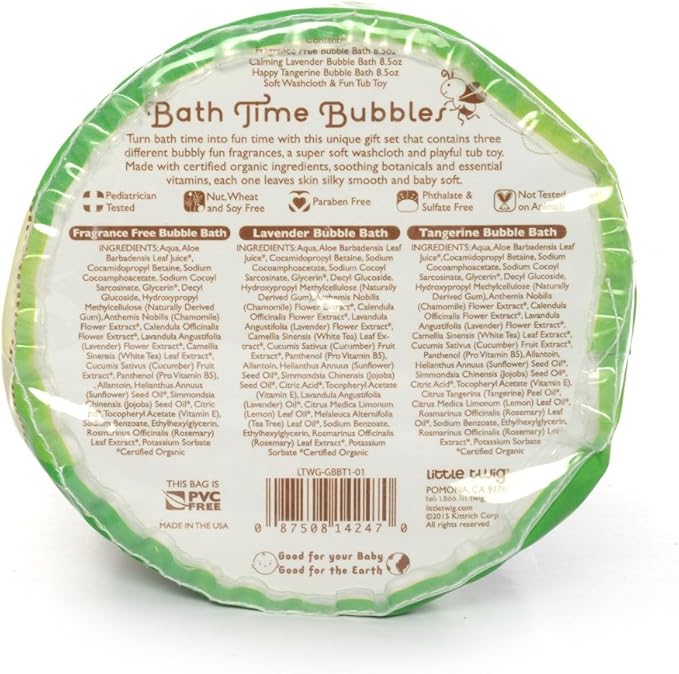 Little Twig Bath Time Bubbles Bubble Bath Plus Washcloth and Tub Toy Gift Set, Unscented/Lavender/Tangerine, 2.18 Pound