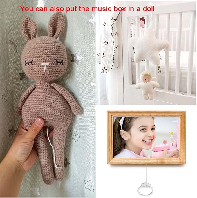 Washable Pull String Music Box, Baby Rotary Mobile Crib Bed Bell Toy Windup Clockwork Waterproof Musical Box - Twinkle Little Star