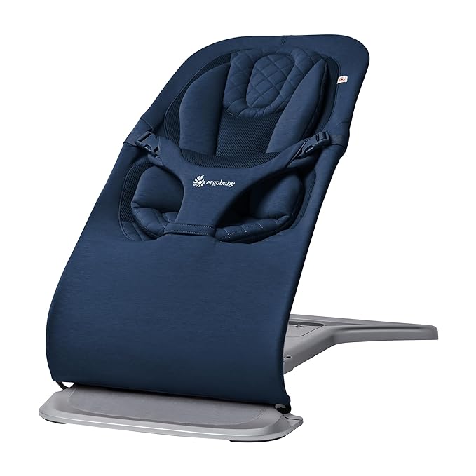 Ergobaby Evolve 3-in-1 Bouncer, Adjustable Multi Position Baby Bouncer Seat, Fits Newborn to Toddler, Midnight Blue