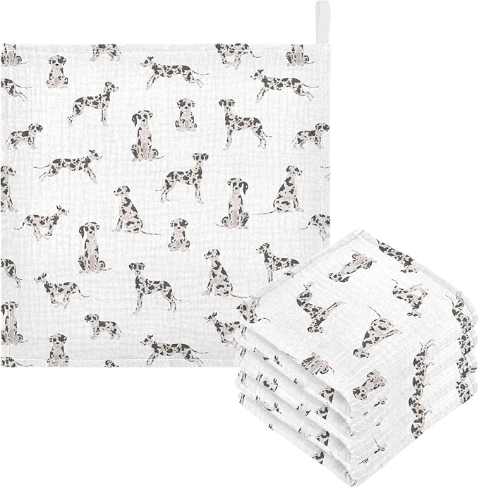vvfelixl Baby Cotton Washcloths Great Dane Dog Infants Bath Towel for Unisex Face Towels for Newborn, Natural Baby Wipes Delicate Skin, 11.8 X 11.8 inch, one sizex3