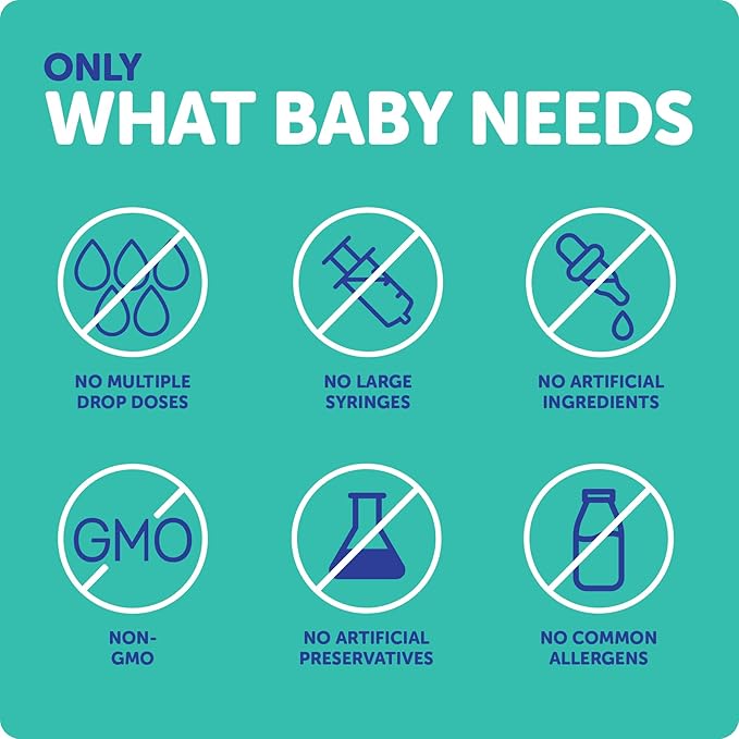 Ddrops Baby Probiotic with Vitamin D, 60 Drops - Colic Symptom Relief for Newborns and Infants - Easy-to-Use, Just One Drop Daily, No Sugar, Non-GMO, Allergy-friendy