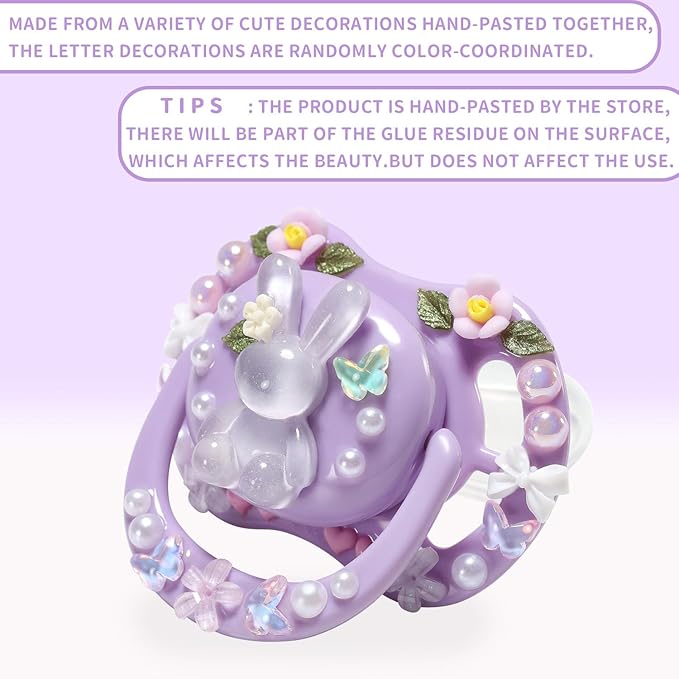 CutiePlusU Adult Sized Pacifier Dummy DIY Handmade Big Shield- Purple