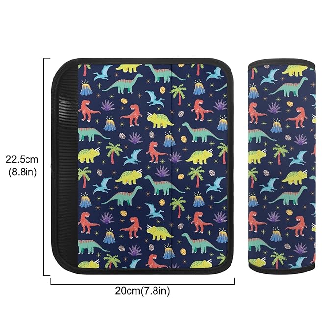 AFPANQZ Funny Cartoon Dinosaur Car Seat Belt Pads Covers for Baby Kids Toddler Comfortable Seat Belt Shoulder Pads Soft Comfy Seat Cushion Shoulder Straps Cushion for Backpack Bag