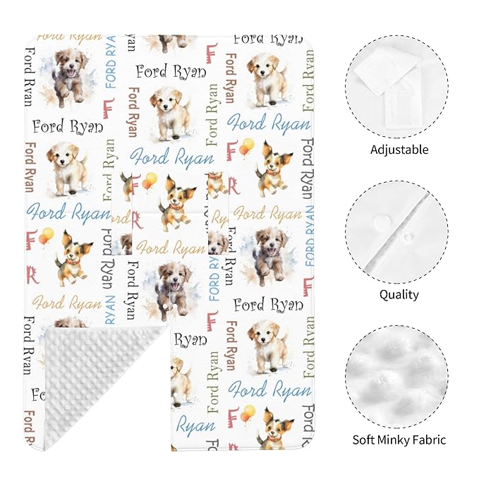 Custom Baby Car Seat Canopy Personalized Car Seat Covers with Name for Baby Boys Girls Customized Dog Nursing Breastfeeding Cover Infant Carseat Canopies Newborn Minky Baby Blanket