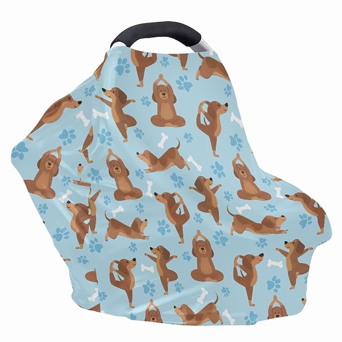 AFPANQZ Funny Cartoon Dogs Nursing Covers for Newborns Baby Car Seat Covers for Baby Girls, All Season Baby Carseat Canopy Cover Ups Breastfeeding Scarves Breathable Baby Shower Scarf