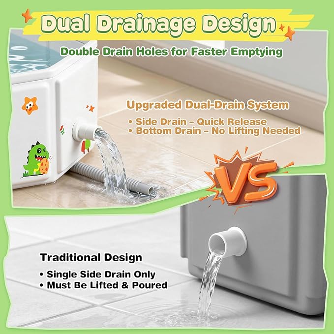 Collapsible Baby Bathtub with Drain Plug, Portable Foldable Toddler Bath Tub for Shower, Space Saving Travel Baby Tub for Infant Toddler Kids