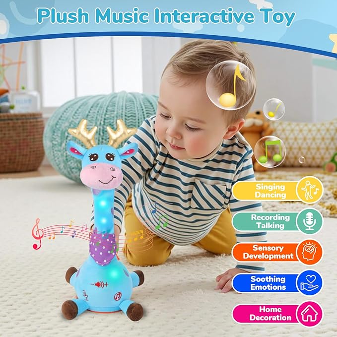 DancingTalking Toys Recording and Repeating Plush Baby Toys 6 to 12 Months Toys, Singing Talking Baby Developmental Toy, Birthday Gifts for Infants Toddlers