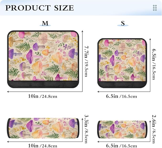 2 Pack Seatbelt Covers Seat Belt Cover Pad for Adults Boys Girls Car Seat Strap Covers Pads Cushion Universal Shoulder Strap Pad Protector for Backpack Camera Bag 6.5 Inch Mushroom Colorful Pattern