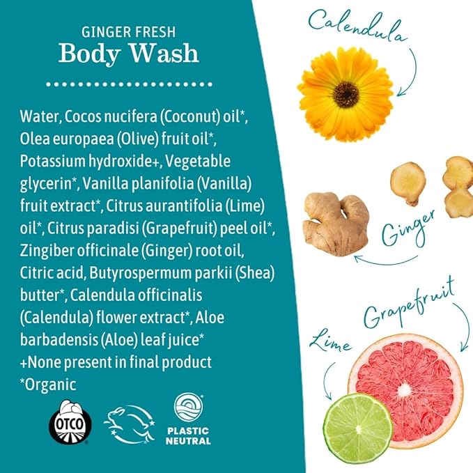 Earth Mama Ginger Fresh Hand & Body Wash - Foaming Hand Soap Refill - 34 fl oz - Made with Organic Herbs and Oils