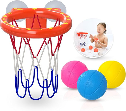 MARPPY Bath Toys - Bathtub Basketball Hoop for Toddler Kids - Mold-Free Bath Toys with Strong Suction Cups and 3 Colorful No-Hole Balls - Fun Shower and Bathtub Toy for Toddlers